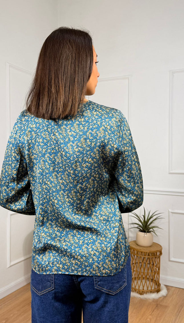 Blusa a maniche lunghe con fantasia floreale Merci Celeste