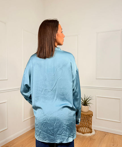 Camicia satinata a maniche lunghe con chiusura frontale Merci Celeste