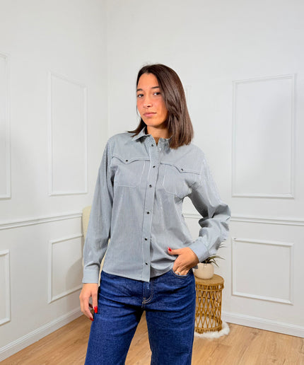 Camicia a righe con colletto classico e chiusura frontale Merci