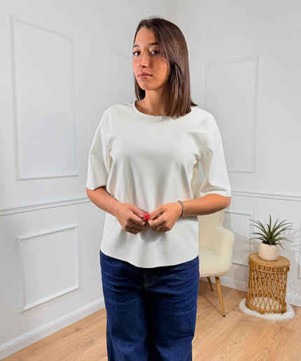 Blusa Minimal a Maniche Corte in ecopelle Jijil
