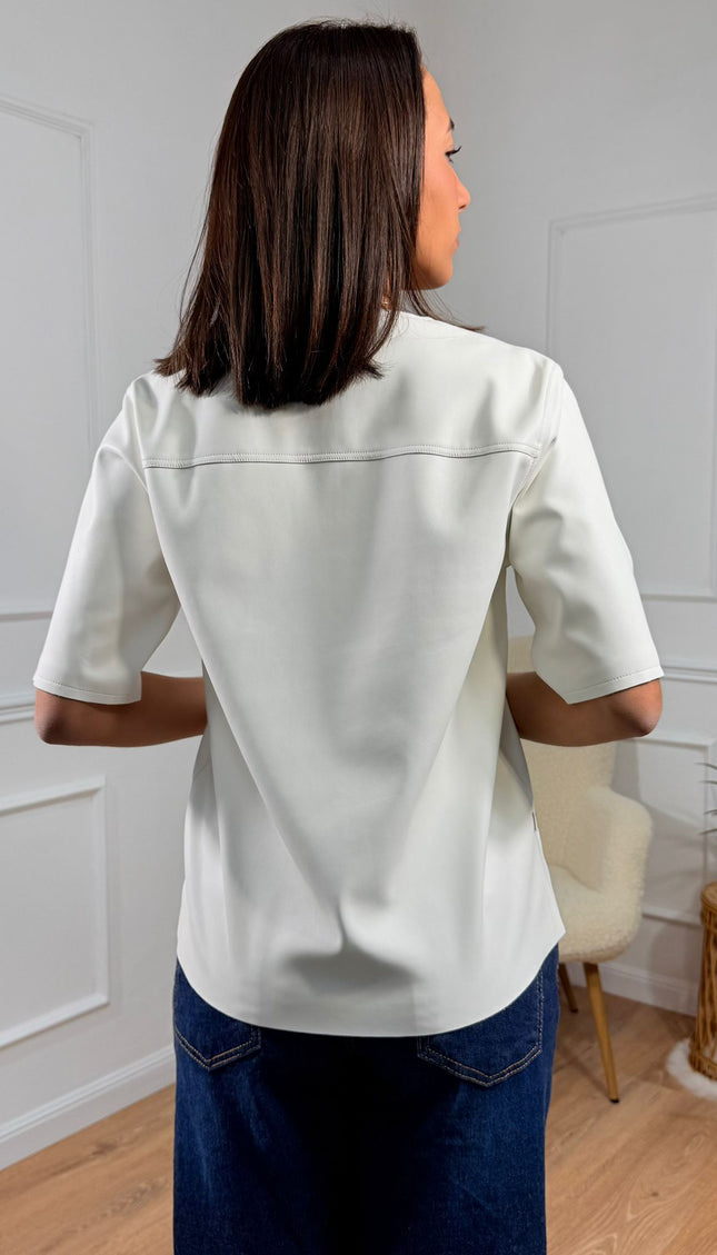 Blusa Minimal a Maniche Corte in ecopelle Jijil