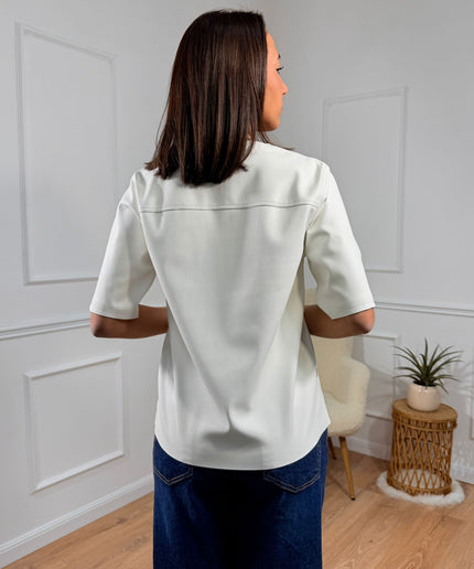 Blusa Minimal a Maniche Corte in ecopelle Jijil