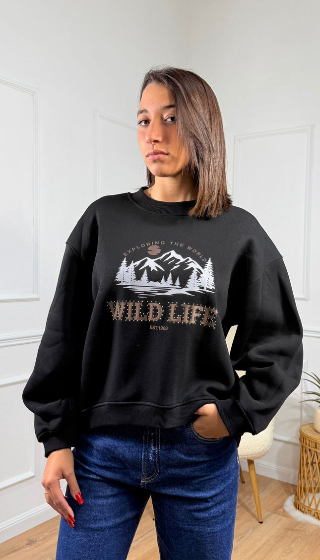 Felpa con Stampa Grafica Vicolo