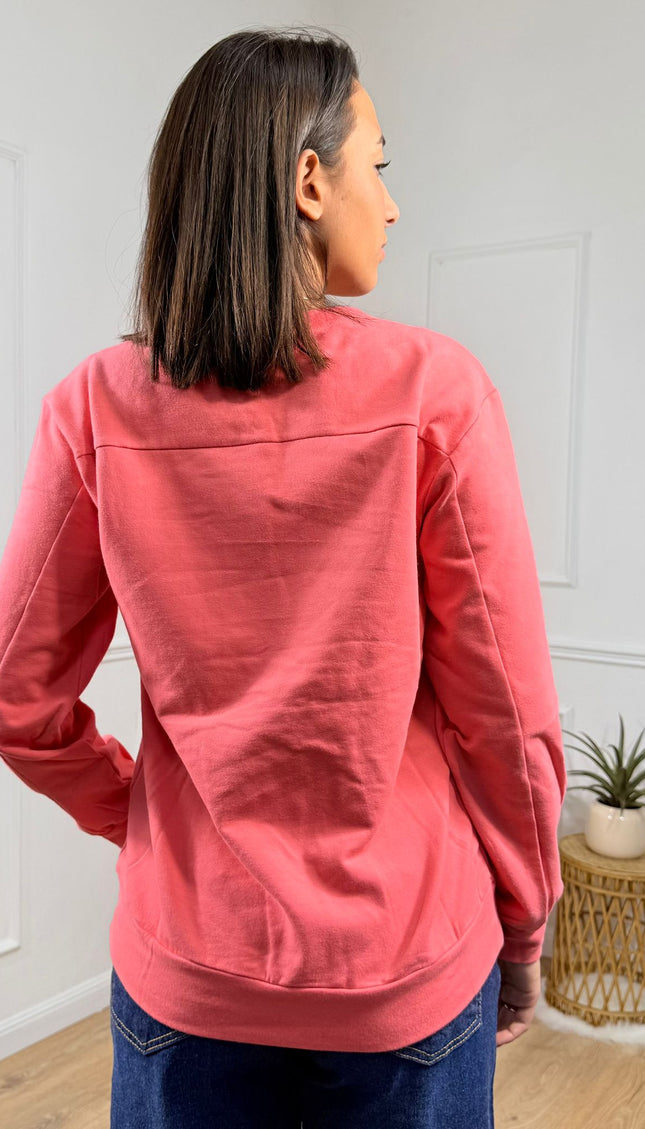 Felpa con Logo Dorato Jijil Corallo