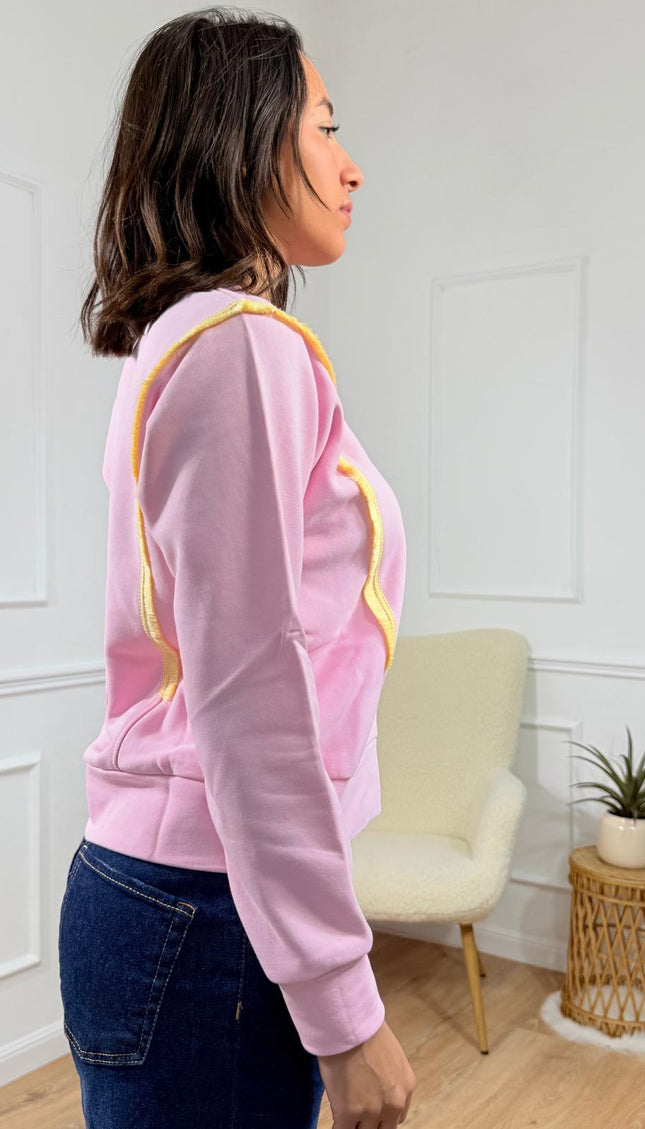 Felpa con rouches a contrasto Jijil Rosa