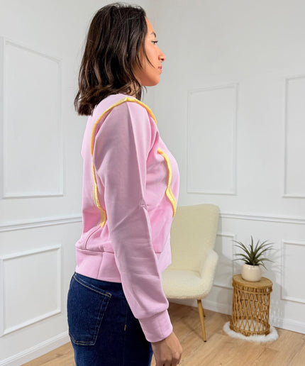 Felpa con rouches a contrasto Jijil Rosa