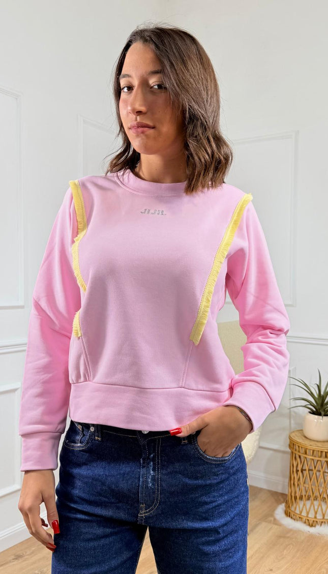 Felpa con rouches a contrasto Jijil Rosa