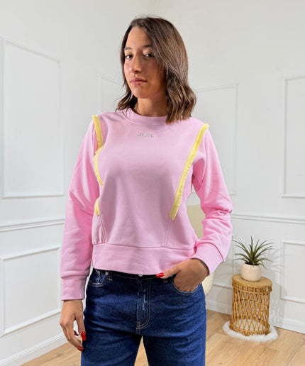 Felpa con rouches a contrasto Jijil Rosa