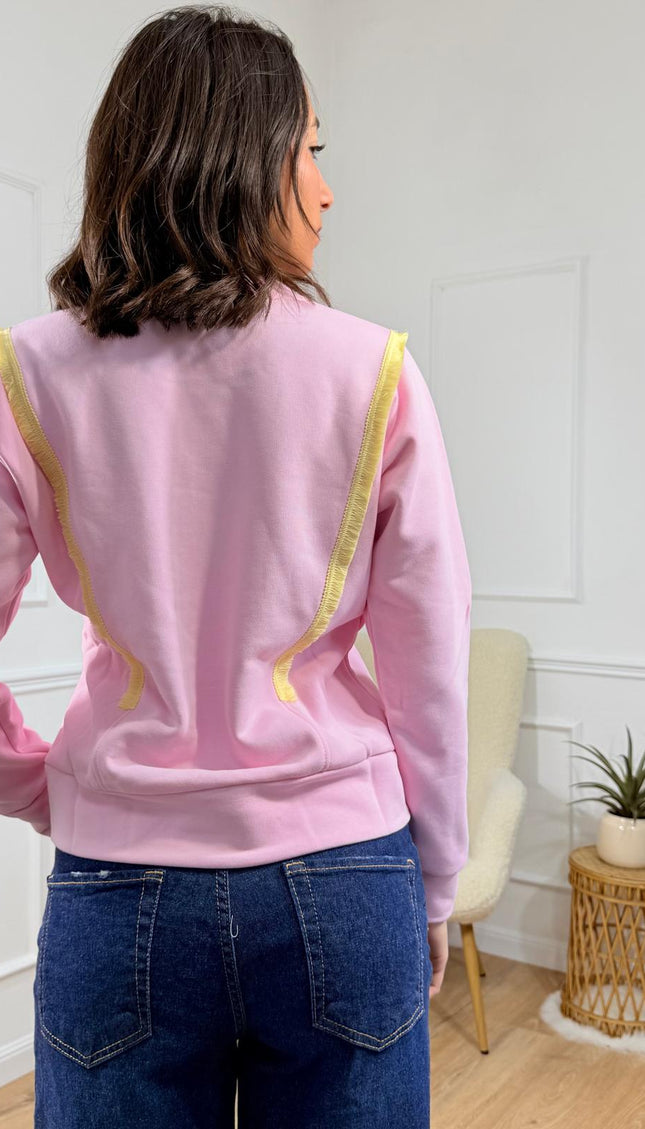 Felpa con rouches a contrasto Jijil Rosa