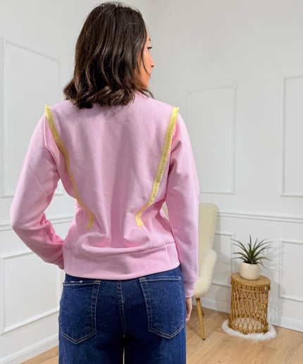 Felpa con rouches a contrasto Jijil Rosa