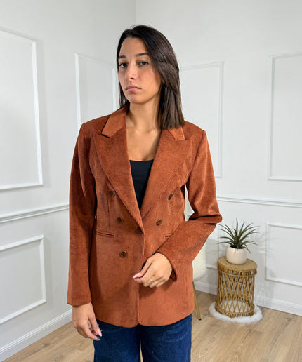 Blazer Doppiopetto in Velluto a Coste Blukey Ruggine