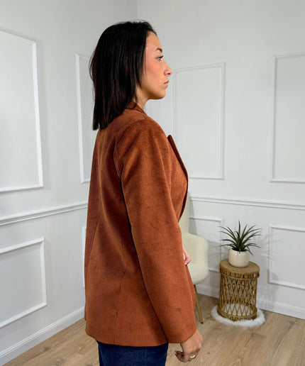 Blazer Doppiopetto in Velluto a Coste Blukey Ruggine