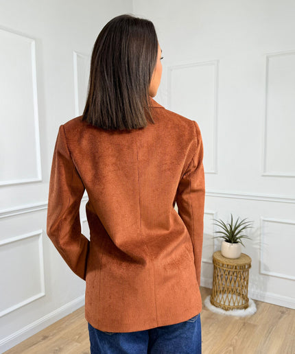 Blazer Doppiopetto in Velluto a Coste Blukey Ruggine