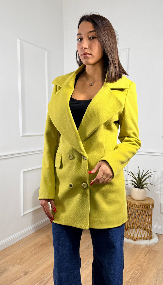 Cappotto Doppiopetto con Collo Ampio Tona Risci