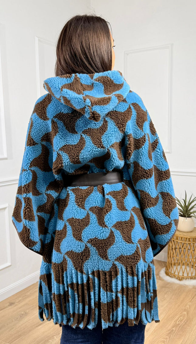 Cappotto Oversize con Motivo Astratto Jijil