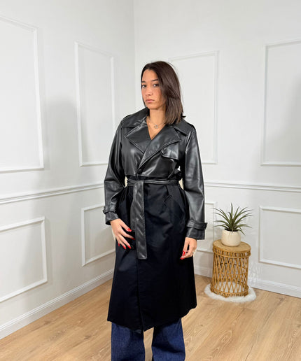 Trench Lucido con Taglio Classico Jijil Nero