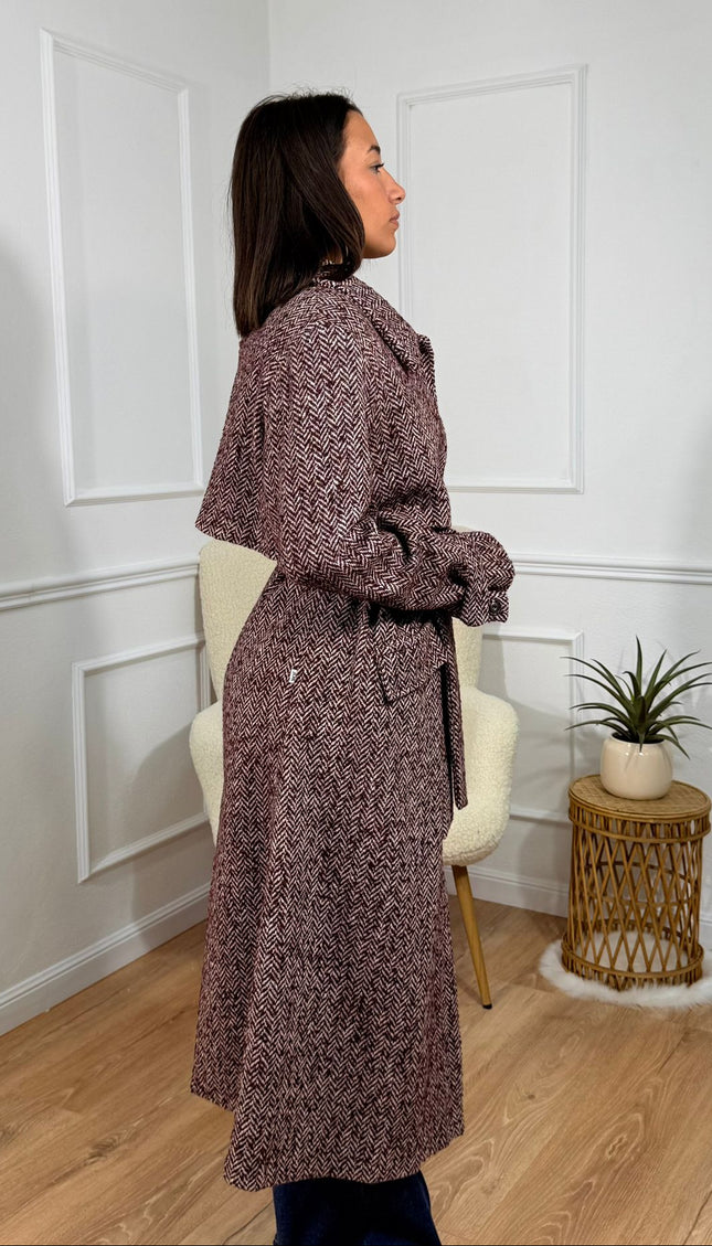 Cappotto Testurizzato con Cintura Jijil