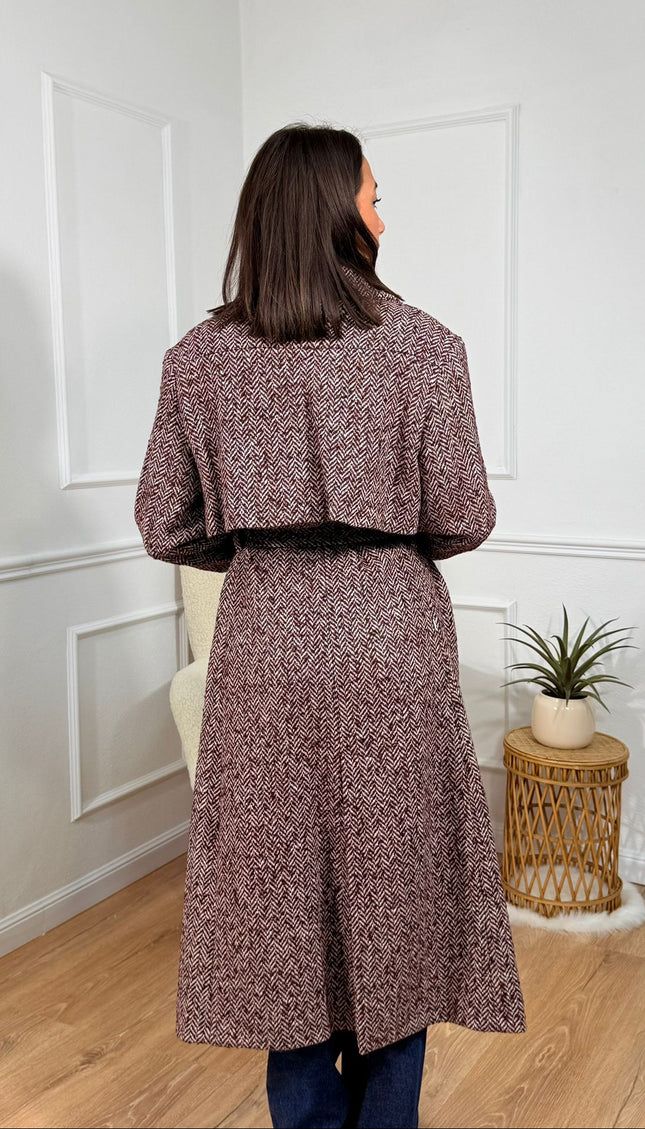 Cappotto Testurizzato con Cintura Jijil