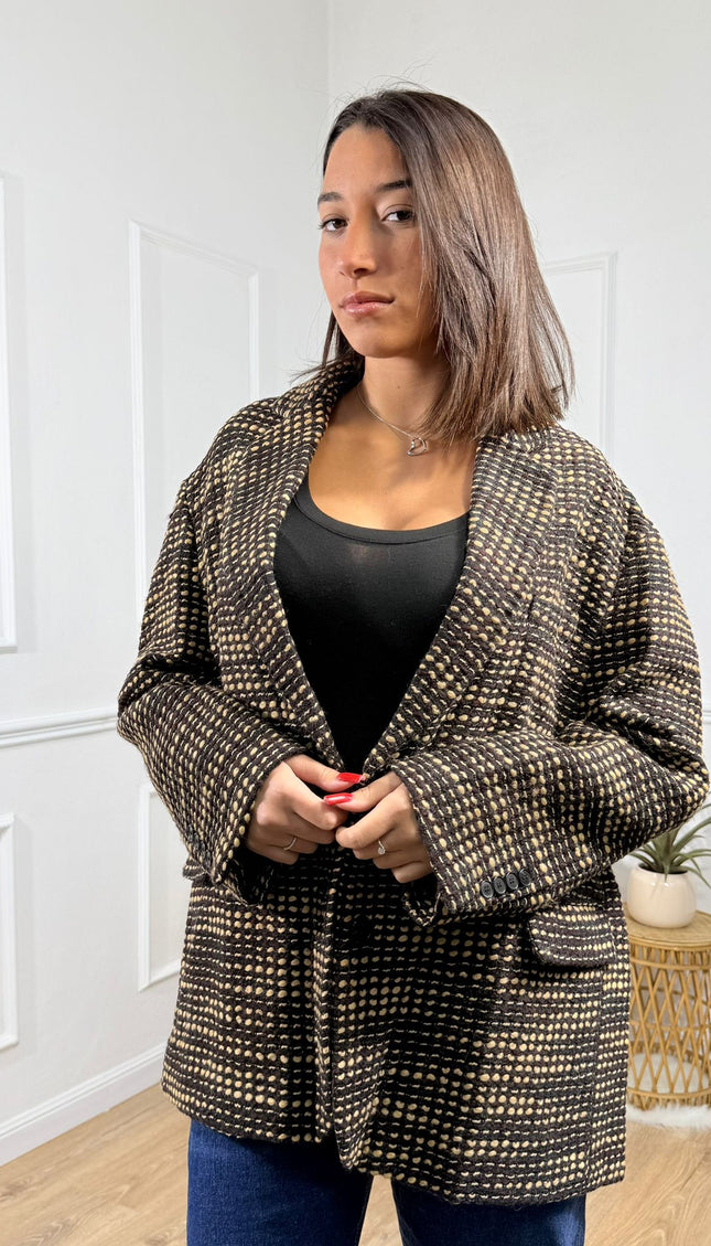Giacca Oversize Fantasia Vicolo Marrone