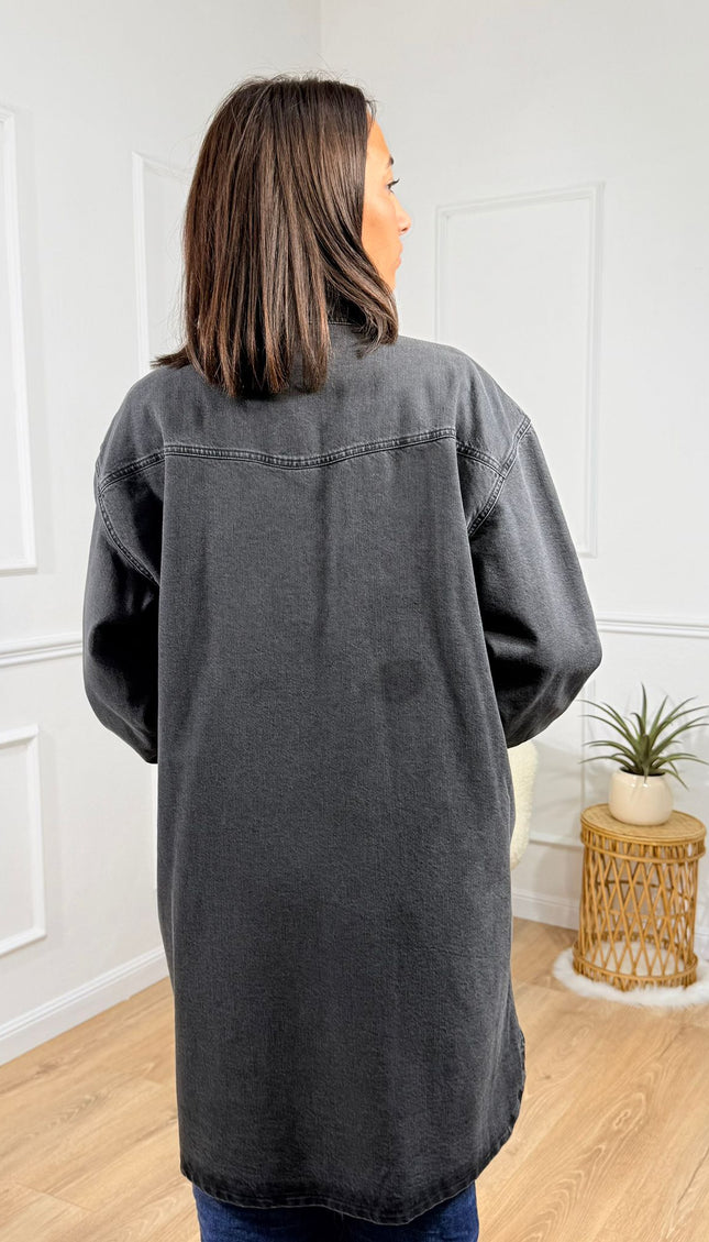 Cappotto Camicia Oversize in Denim Jijil Nero