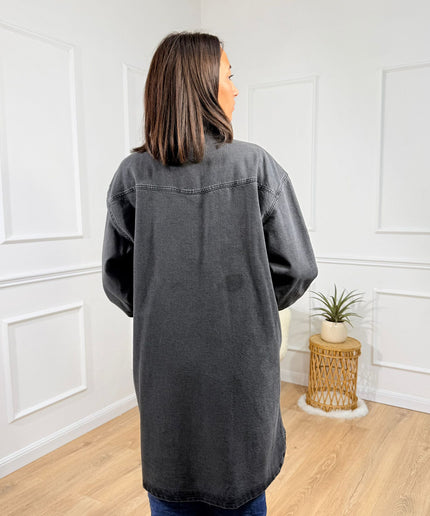 Cappotto Camicia Oversize in Denim Jijil Nero