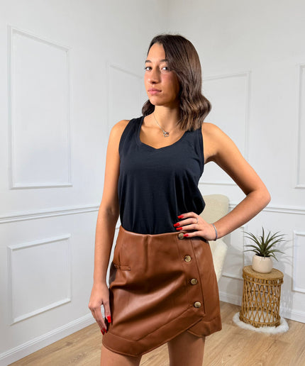 Gonna Asimmetrica con Dettagli a Bottoni Jijil