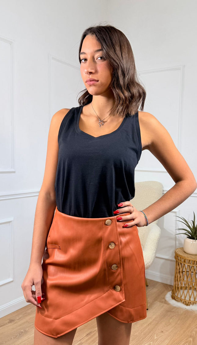 Gonna Asimmetrica con Dettagli a Bottoni Jijil