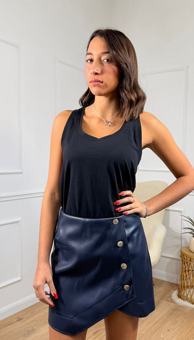 Gonna Asimmetrica con Dettagli a Bottoni Jijil