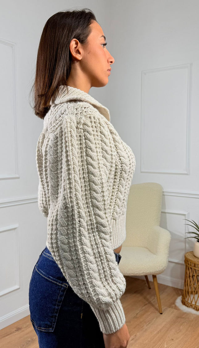 Maglia a Treccia con Colletto Jijil