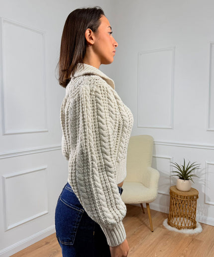 Maglia a Treccia con Colletto Jijil