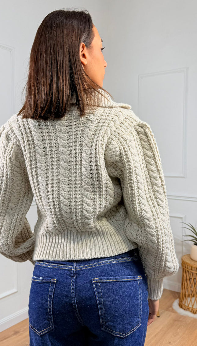 Maglia a Treccia con Colletto Jijil