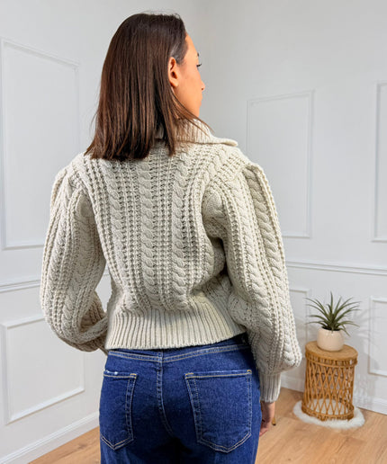 Maglia a Treccia con Colletto Jijil