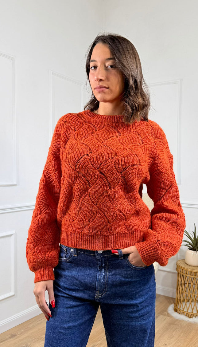 Maglione Testurizzato a Maniche Lunghe Jijil Ruggine