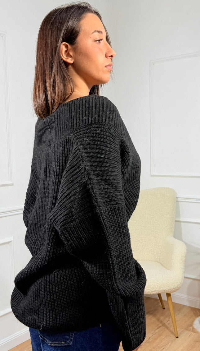 Maglione Scollo Profondo Vicolo Nero