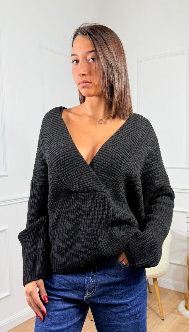 Maglione Scollo Profondo Vicolo Nero