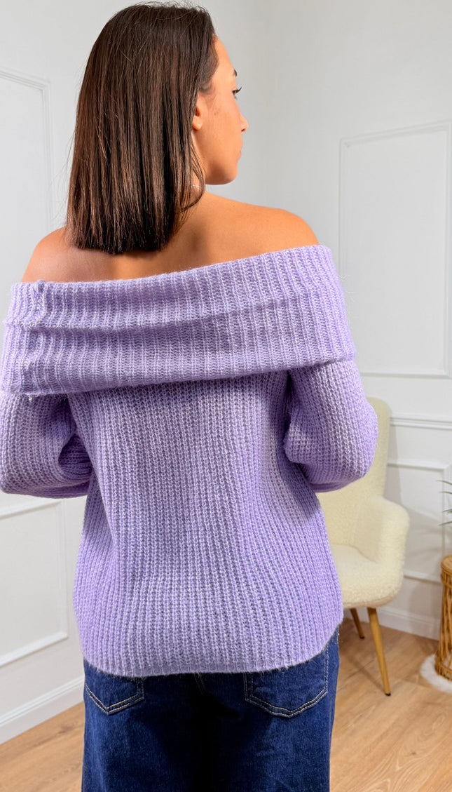 Maglia con Spalla Scoperta e Fiore Decorativo Vicolo