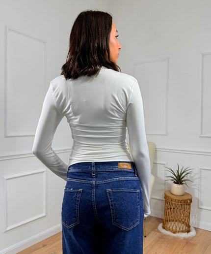 Maglia a Maniche Lunghe con Collo Alto Jijil Bianca