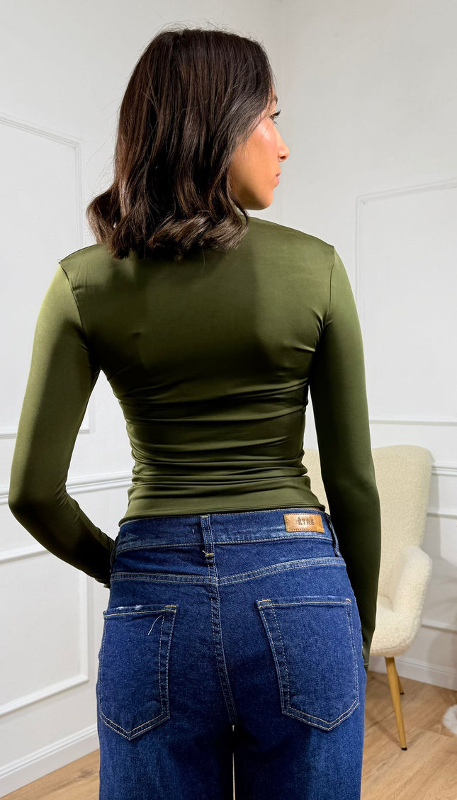 Maglia a Maniche Lunghe con Collo Alto Jijil Verde militare