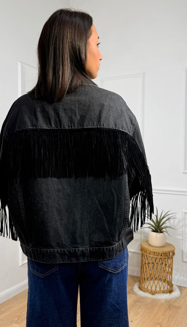 Giacca con Dettagli a Frange Vicolo Nero