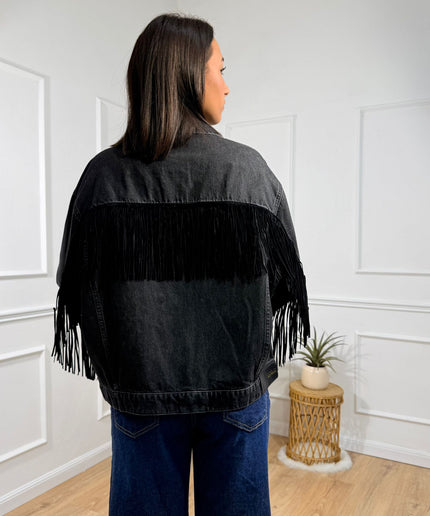 Giacca con Dettagli a Frange Vicolo Nero