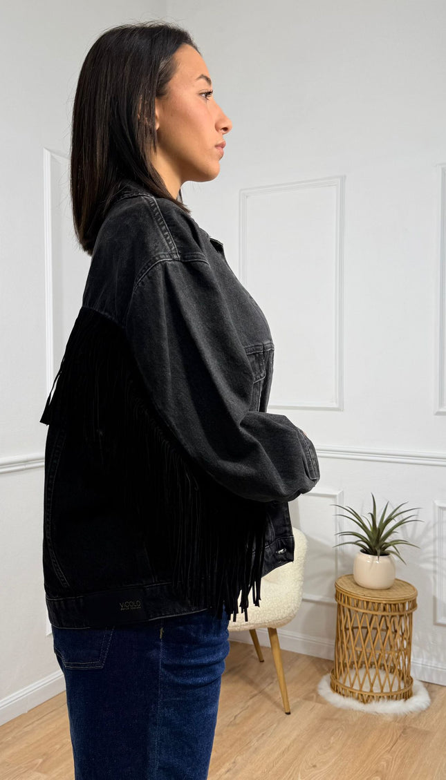 Giacca con Dettagli a Frange Vicolo Nero