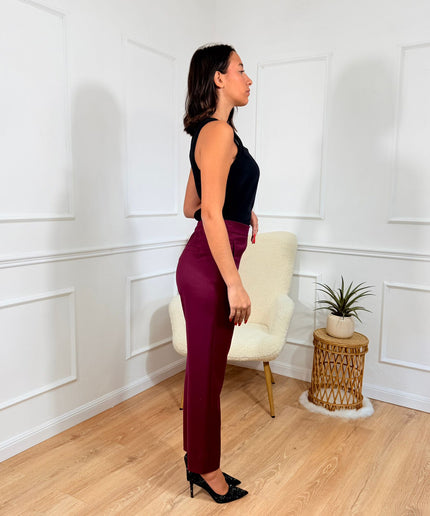 Pantalone a Vita Alta con Linea Sagomata Jijil bordeaux
