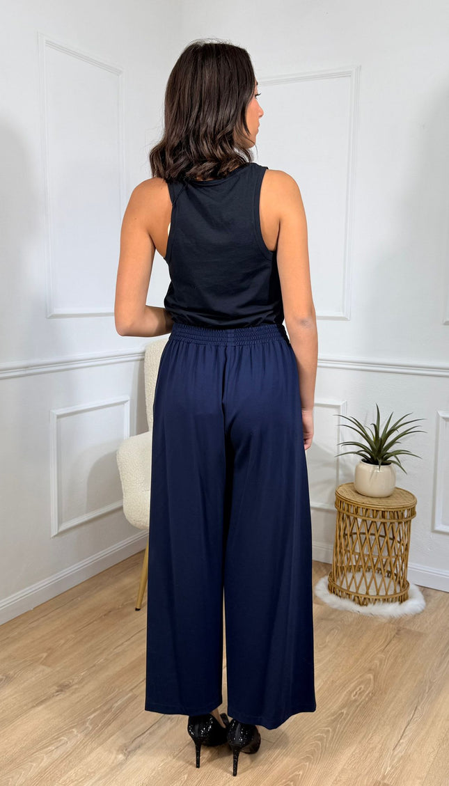 Pantalone a Vita Alta con Gamba Ampia Jijil Blu