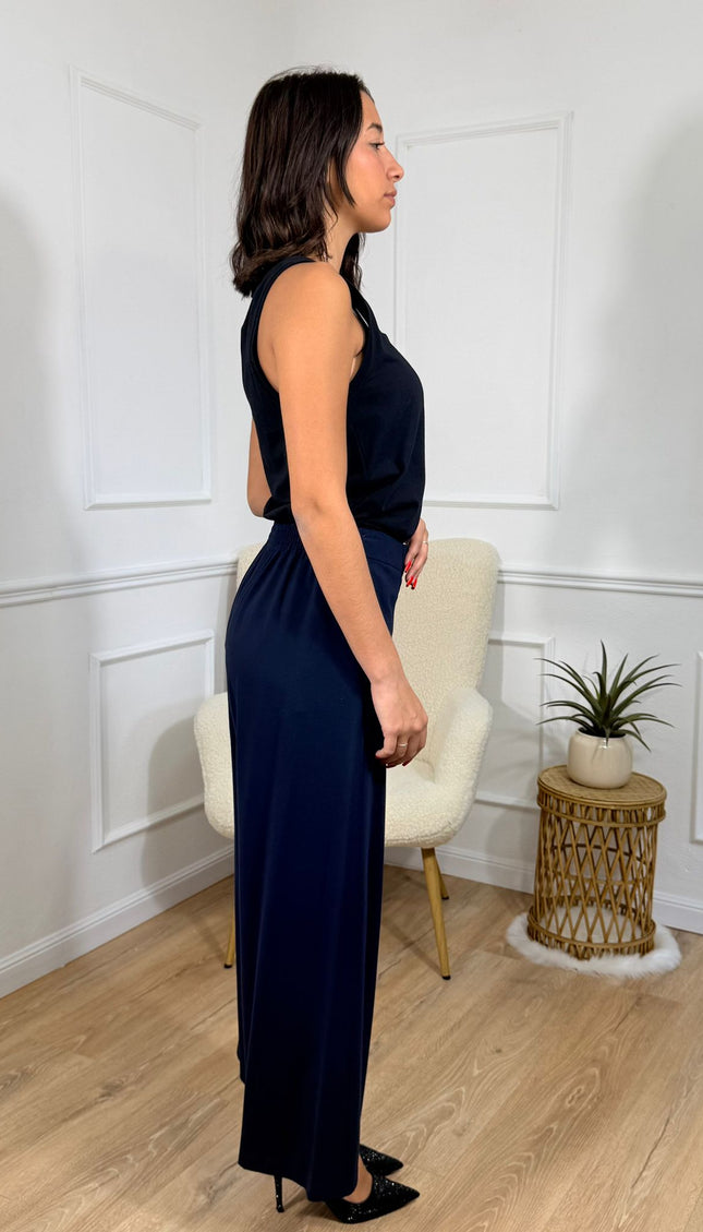 Pantalone a Vita Alta con Gamba Ampia Jijil Blu