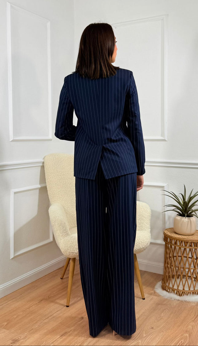 Tailleur doppiopetto Tona Risci Blu gessato