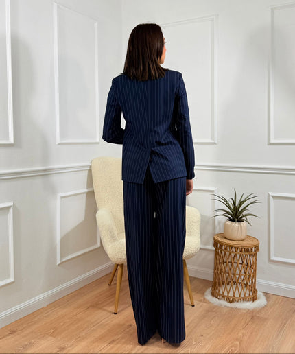 Tailleur doppiopetto Tona Risci Blu gessato