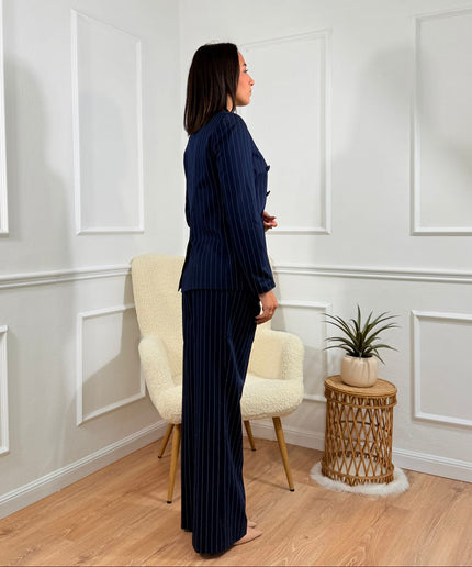 Tailleur doppiopetto Tona Risci Blu gessato