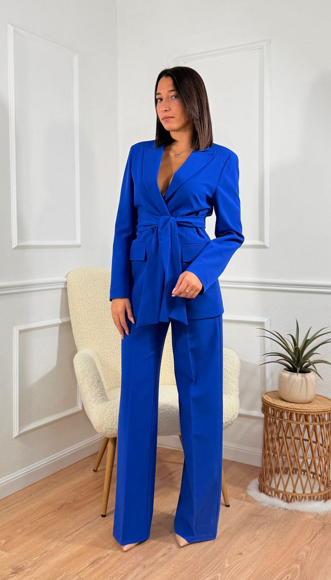 Tailleur con Cintura Tona Risci Blu Reale