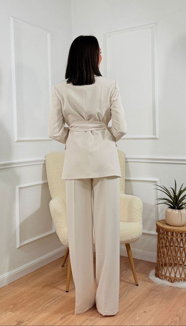 Tailleur con Cintura Tona Risci Panna