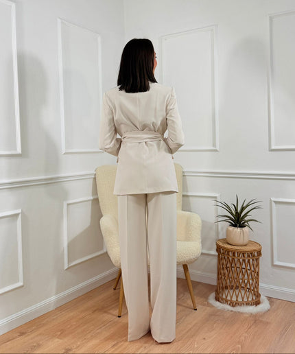 Tailleur con Cintura Tona Risci Panna